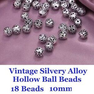 Filigree Tibetan Alloy Spacer Beads 10mm   9 Styles  18 Beads